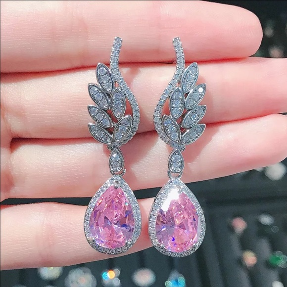 Jewelry - NEW Exquisite Pink Wings Water Drop Earrings